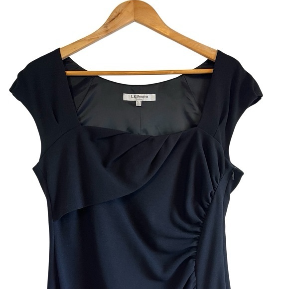 L.K.Bennett Davina black ruched cocktail sheath dress Sz 10 excellent condition - Picture 4 of 12